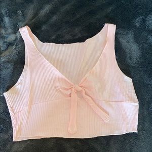 Pink front tie tank top
